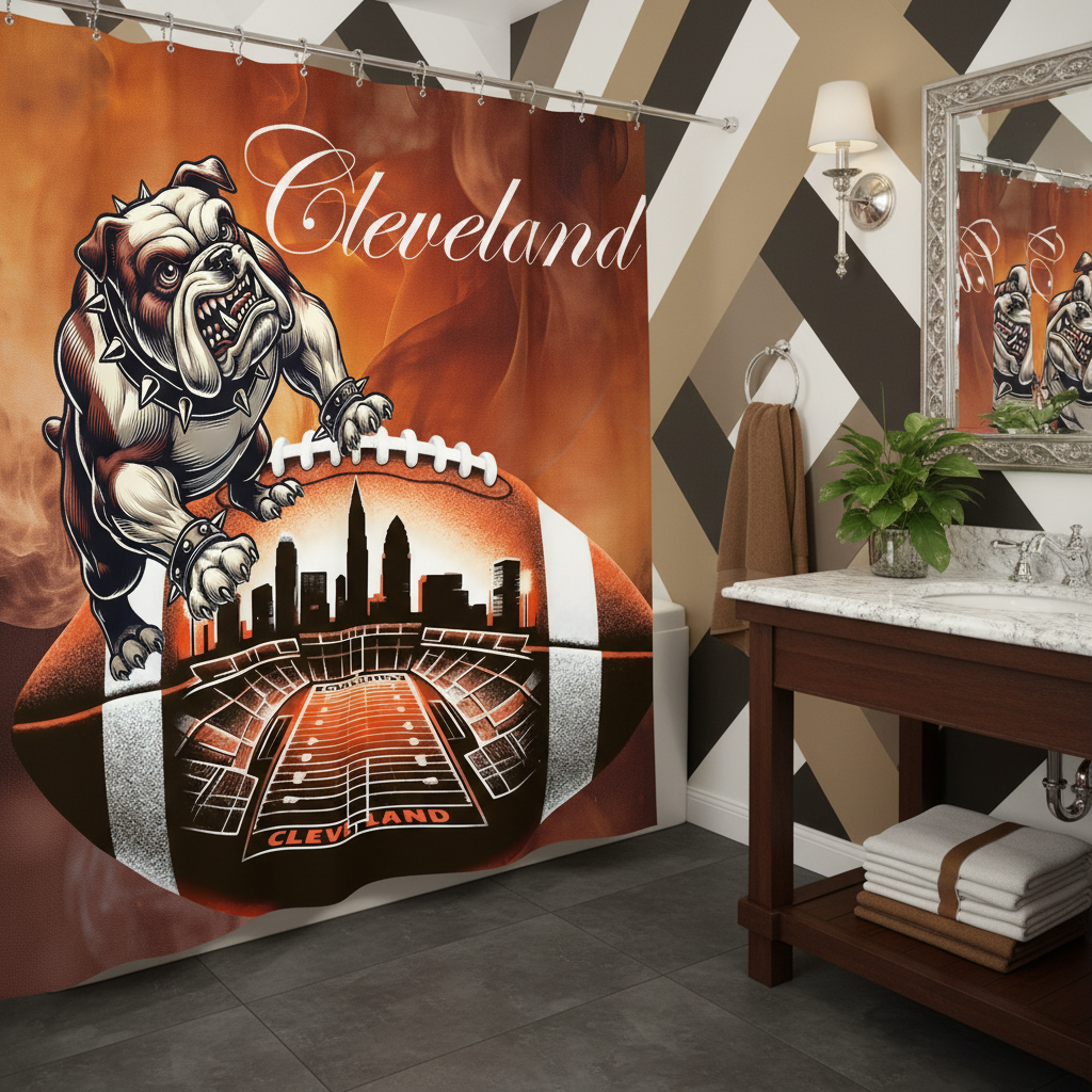 Copycat-Creations Cleveland Football Shower Curtain