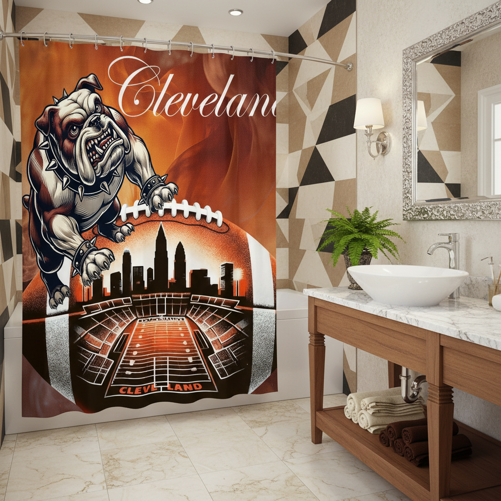 Copycat-Creations Cleveland Football Shower Curtain