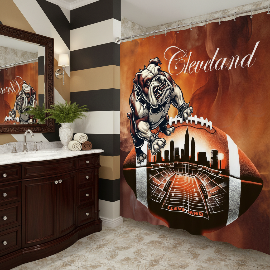 Copycat-Creations Cleveland Football Shower Curtain