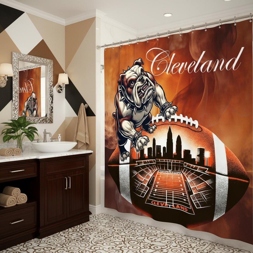 Copycat-Creations Cleveland Football Shower Curtain