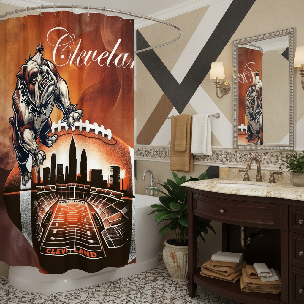 Copycat-Creations Cleveland Football Shower Curtain
