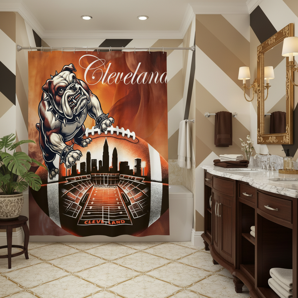 Copycat-Creations Cleveland Football Shower Curtain