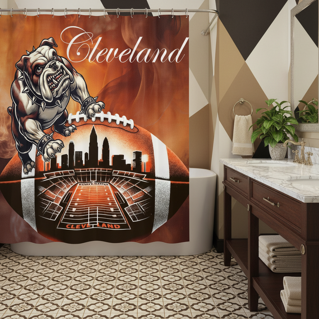 Copycat-Creations Cleveland Football Shower Curtain