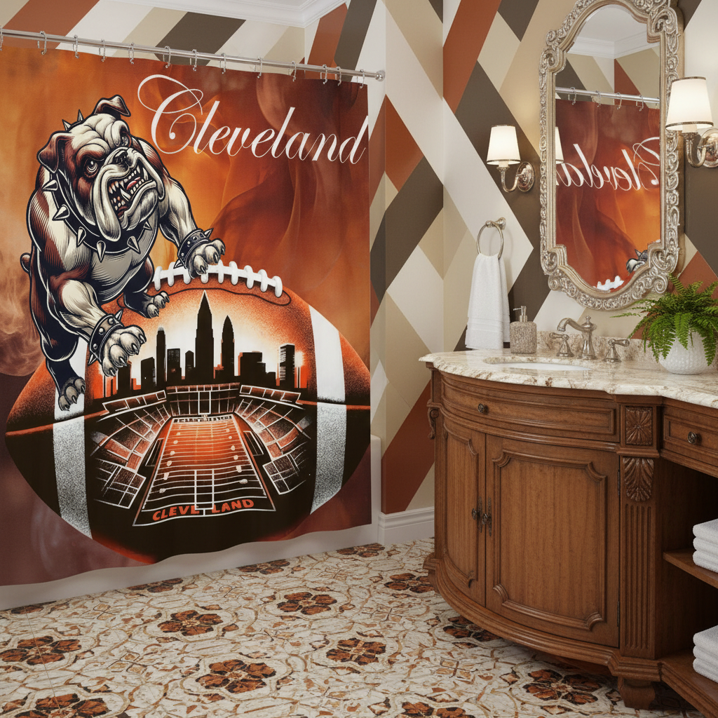 Copycat-Creations Cleveland Football Shower Curtain