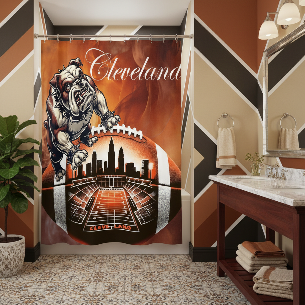 Copycat-Creations Cleveland Football Shower Curtain