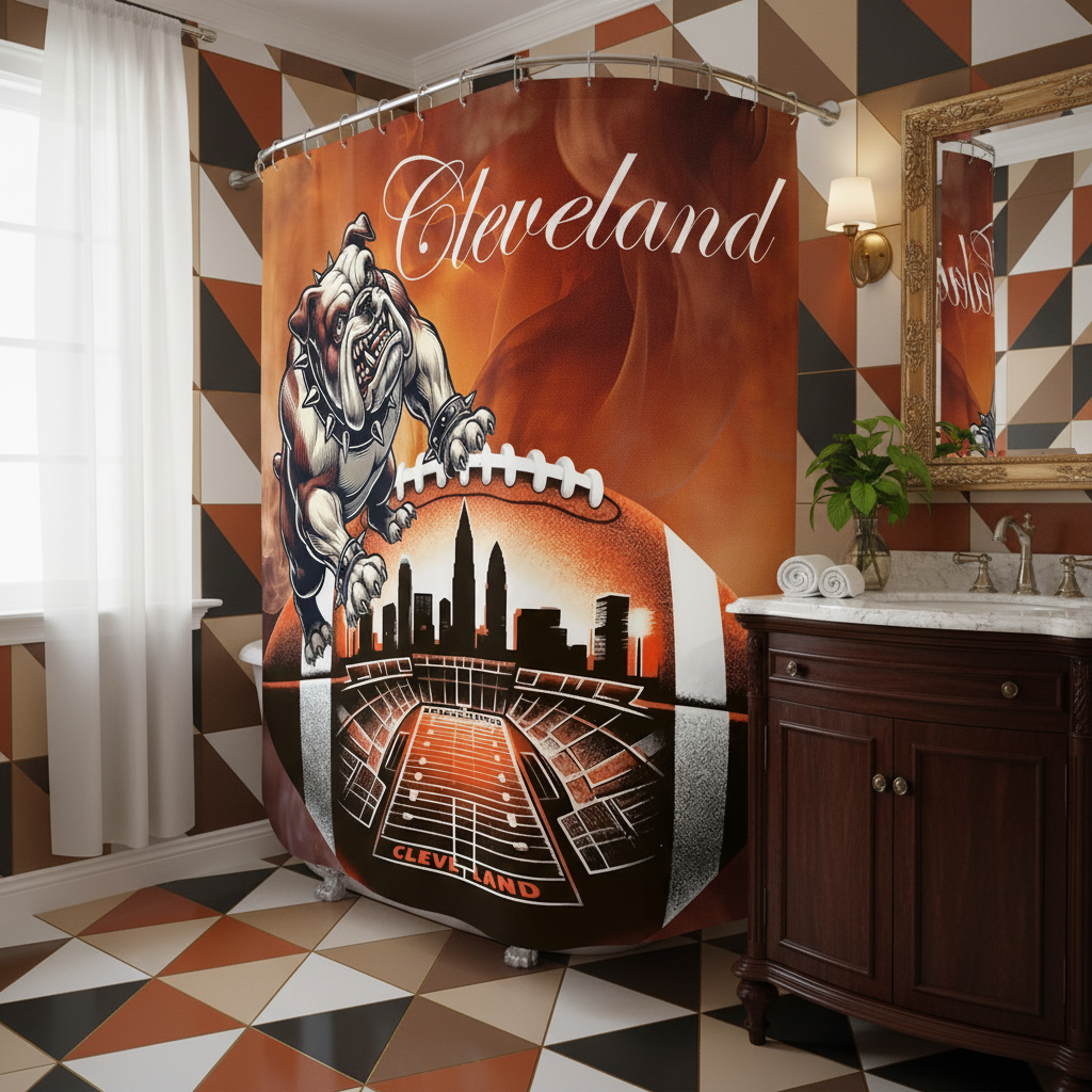 Copycat-Creations Cleveland Football Shower Curtain