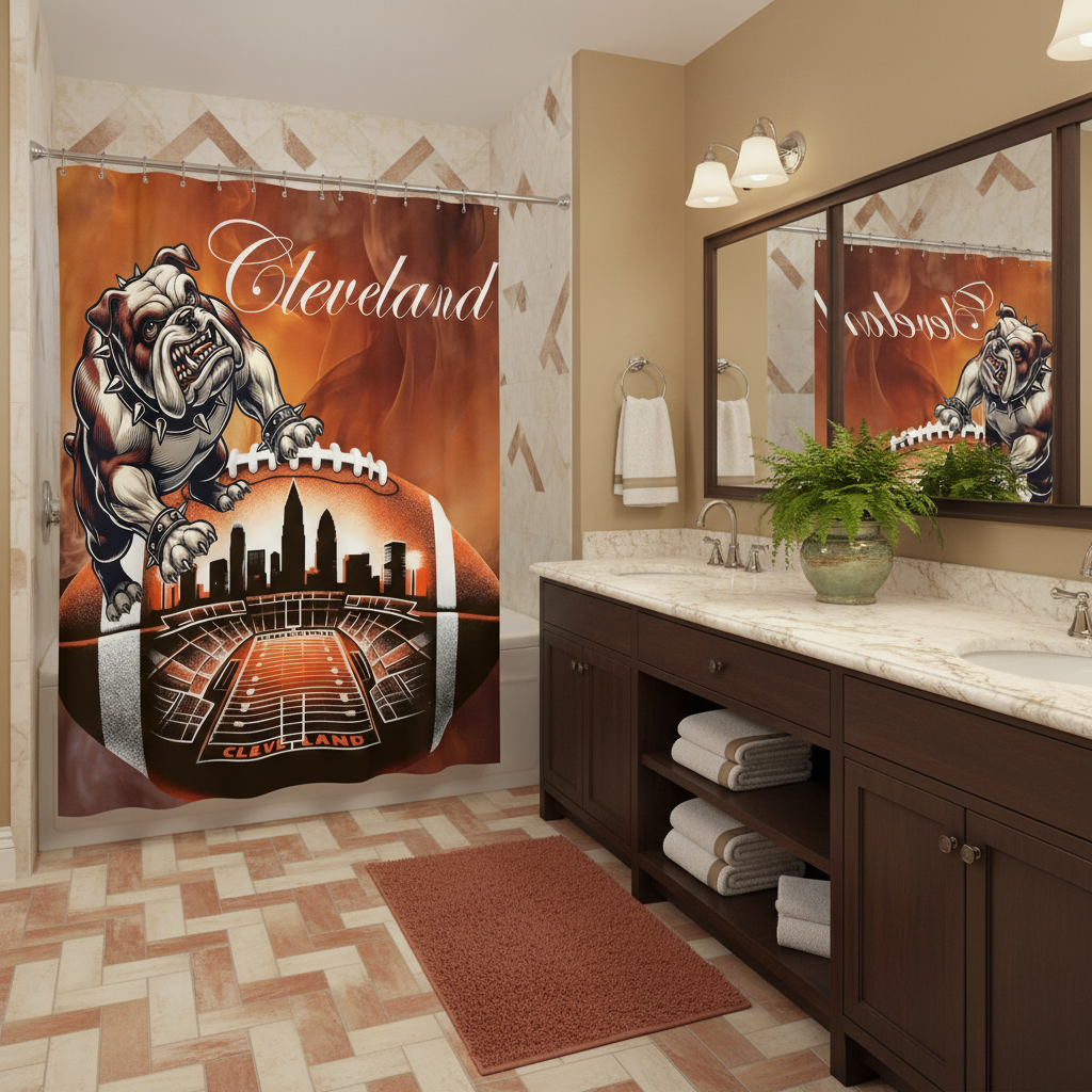 Copycat-Creations Cleveland Football Shower Curtain
