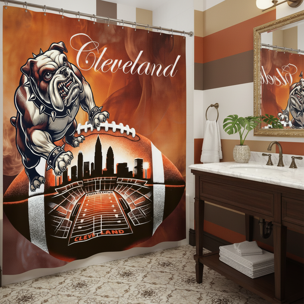 Copycat-Creations Cleveland Football Shower Curtain