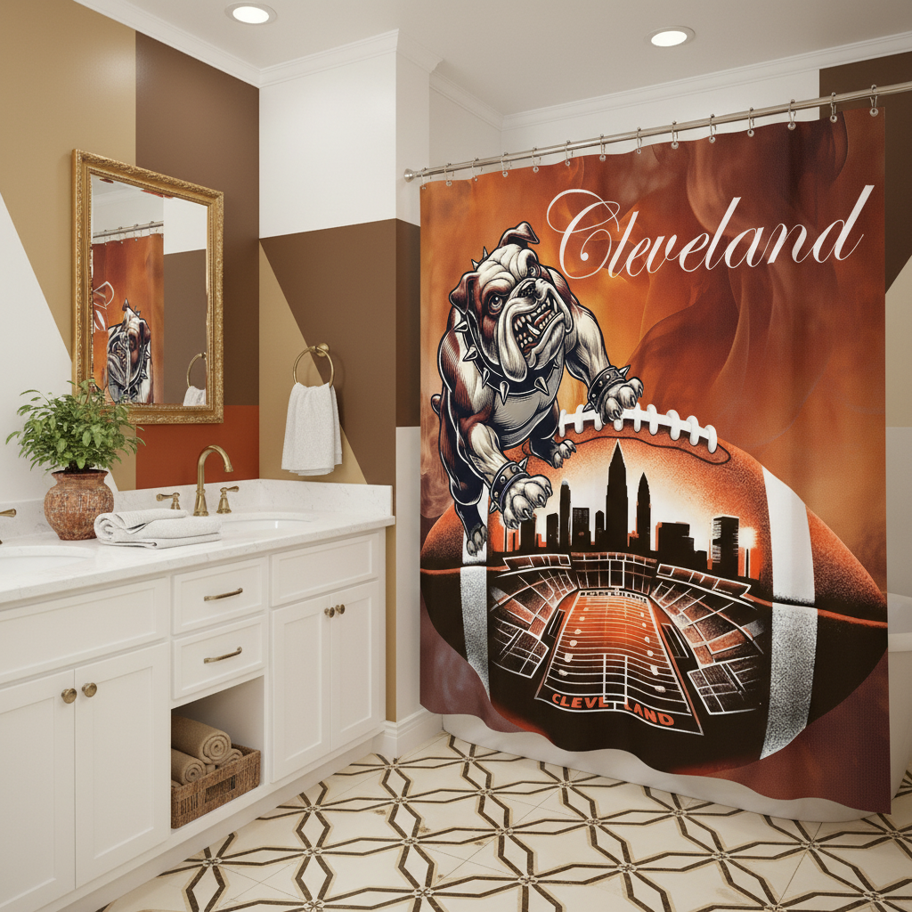 Copycat-Creations Cleveland Football Shower Curtain