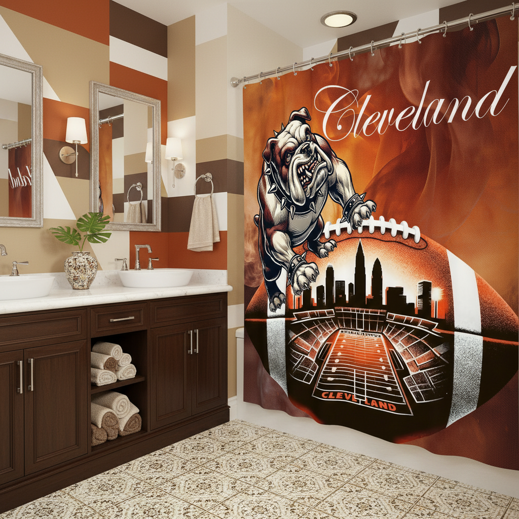 Copycat-Creations Cleveland Football Shower Curtain