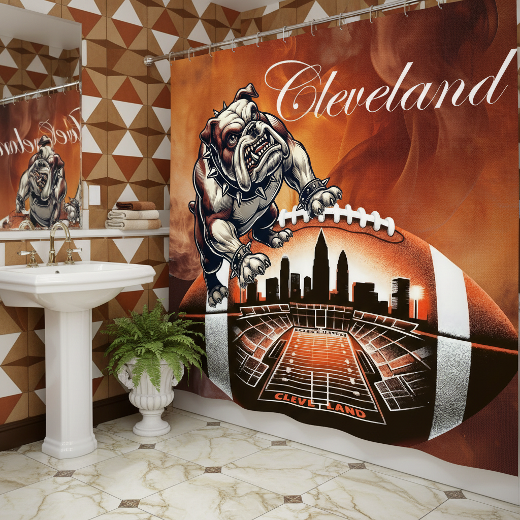 Copycat-Creations Cleveland Football Shower Curtain
