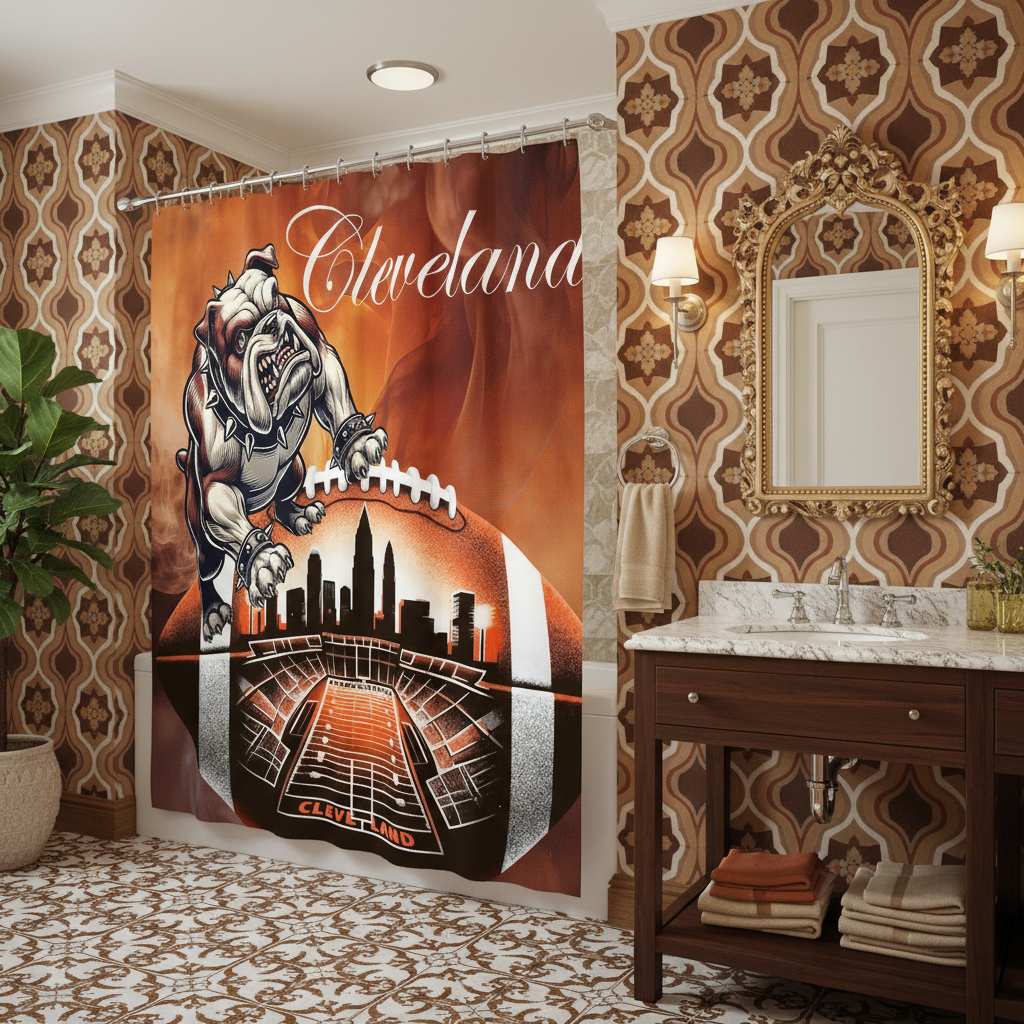 Copycat-Creations Cleveland Football Shower Curtain