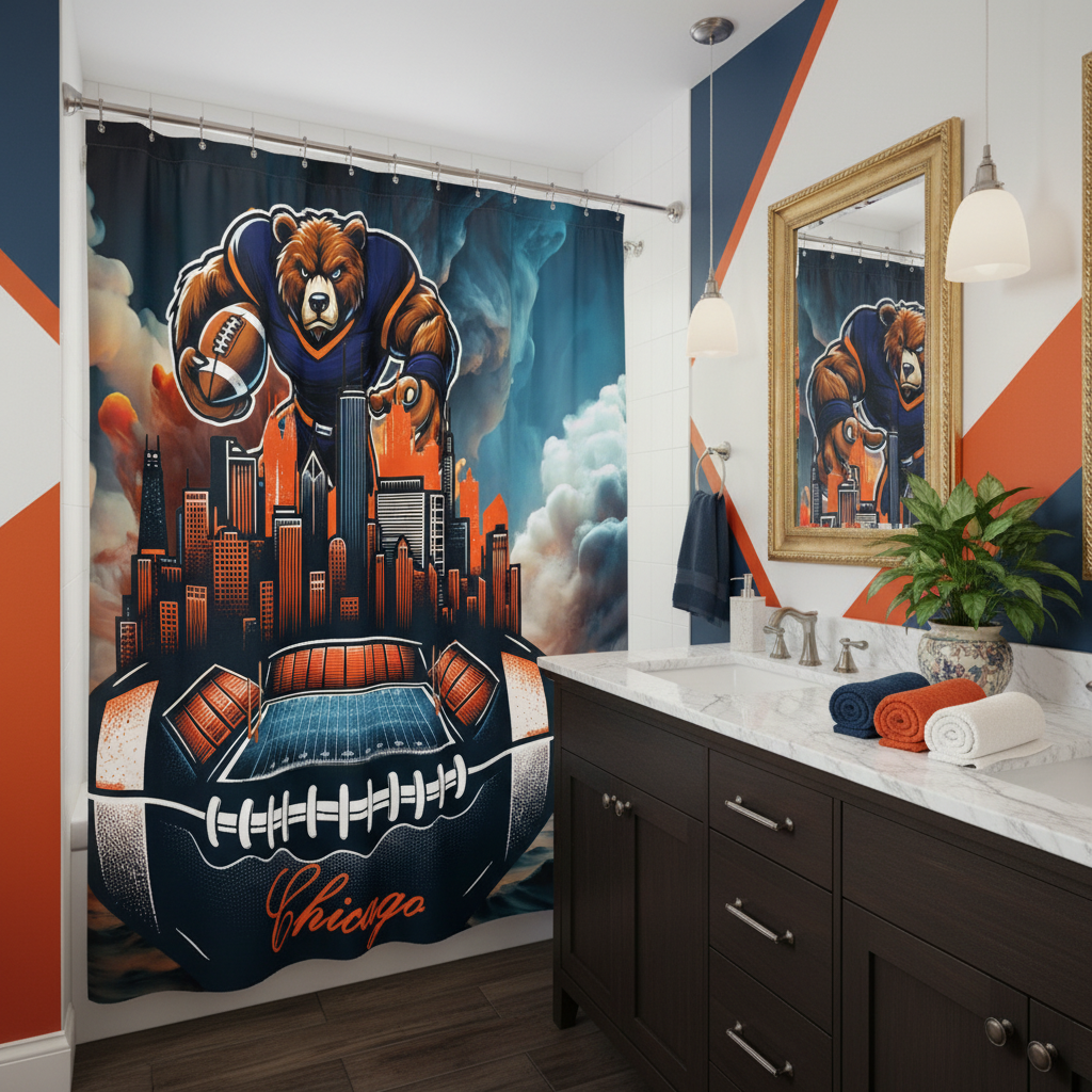 Copycat-Creations Chicago Football Shower Curtain