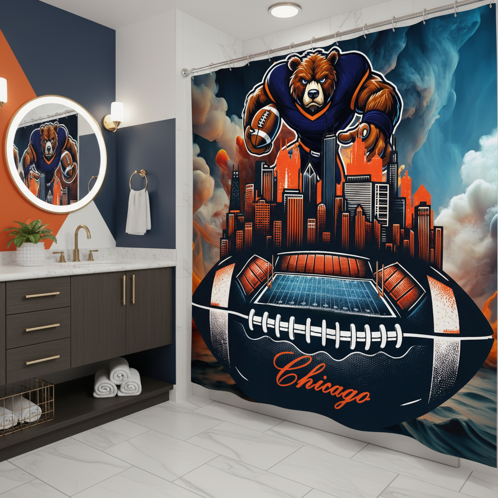 Copycat-Creations Chicago Football Shower Curtain