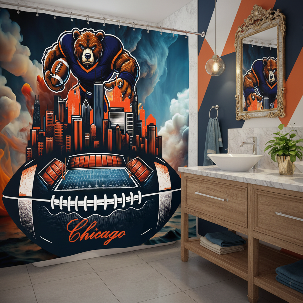 Copycat-Creations Chicago Football Shower Curtain