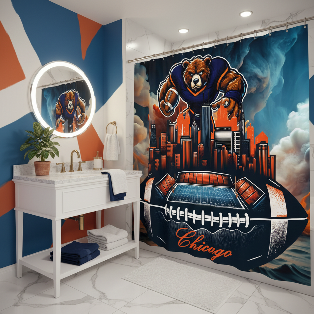 Copycat-Creations Chicago Football Shower Curtain