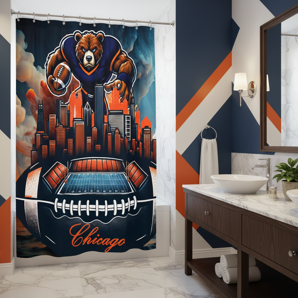 Copycat-Creations Chicago Football Shower Curtain