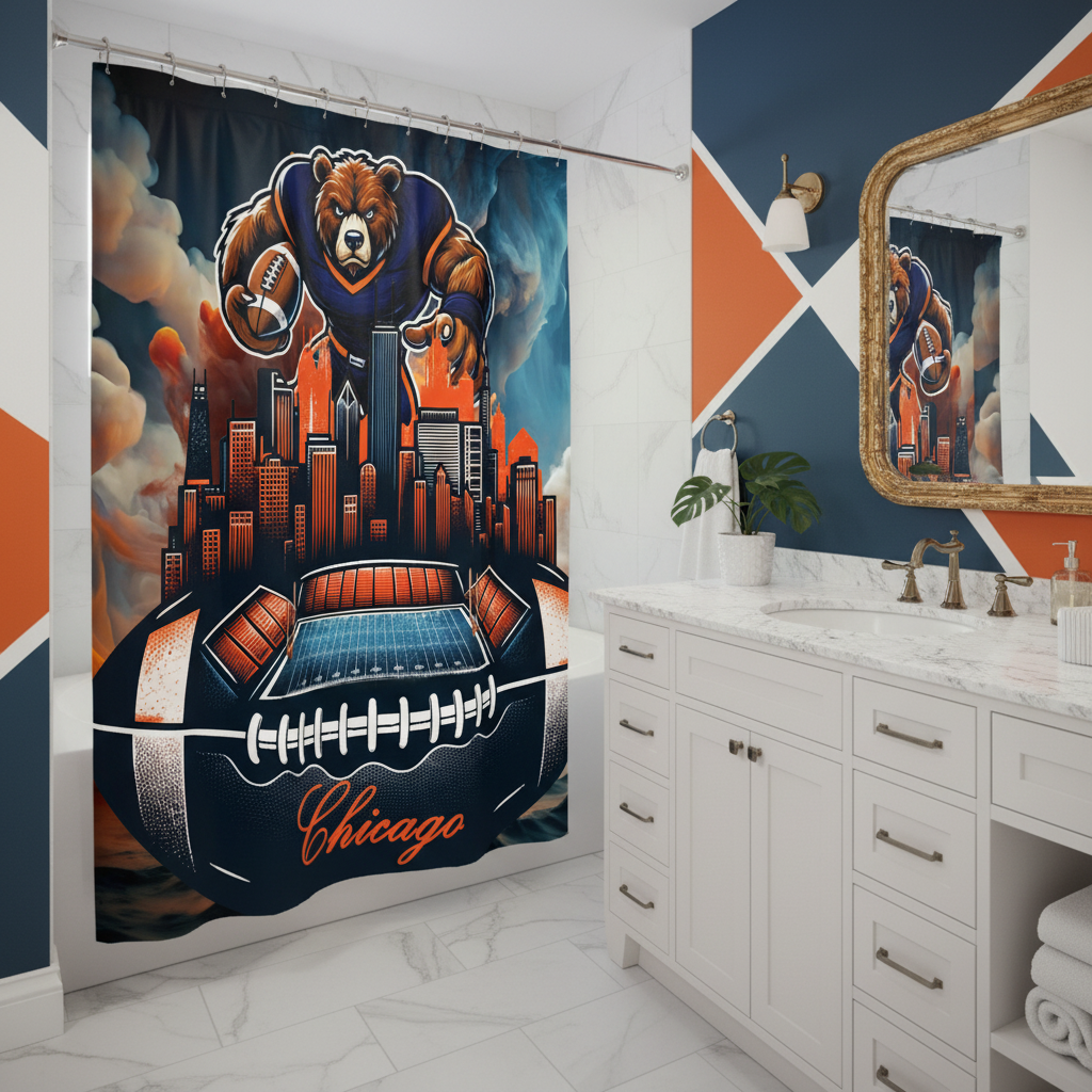 Copycat-Creations Chicago Football Shower Curtain