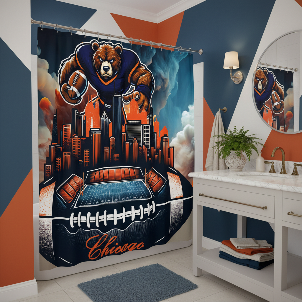 Copycat-Creations Chicago Football Shower Curtain