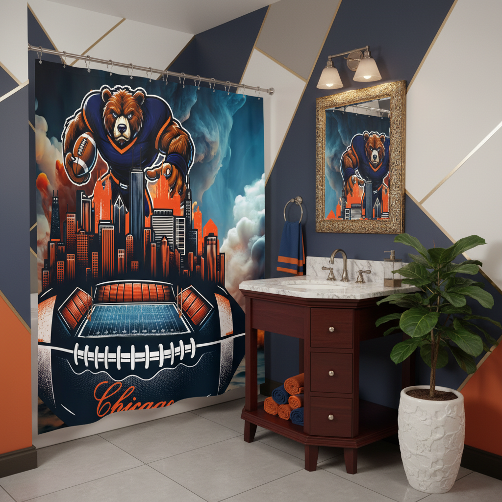 Copycat-Creations Chicago Football Shower Curtain