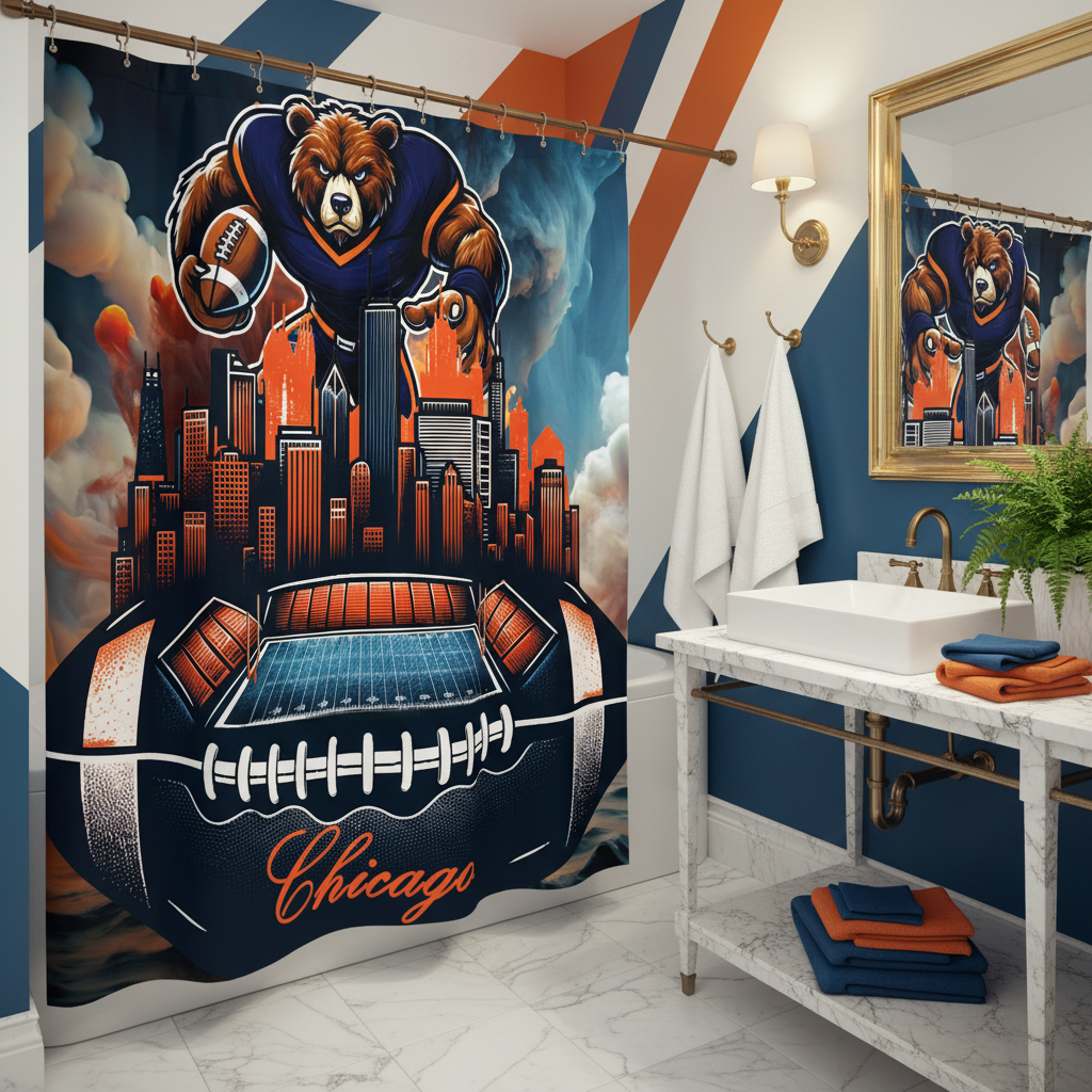 Copycat-Creations Chicago Football Shower Curtain