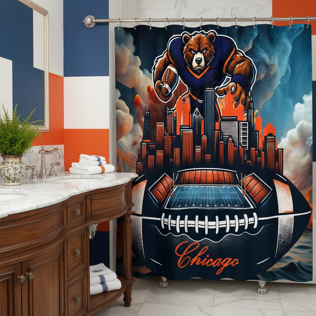 Copycat-Creations Chicago Football Shower Curtain