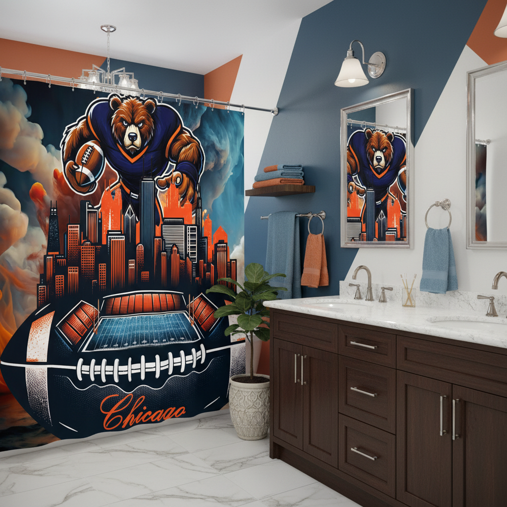 Copycat-Creations Chicago Football Shower Curtain