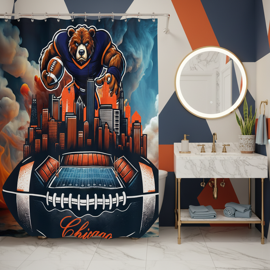 Copycat-Creations Chicago Football Shower Curtain