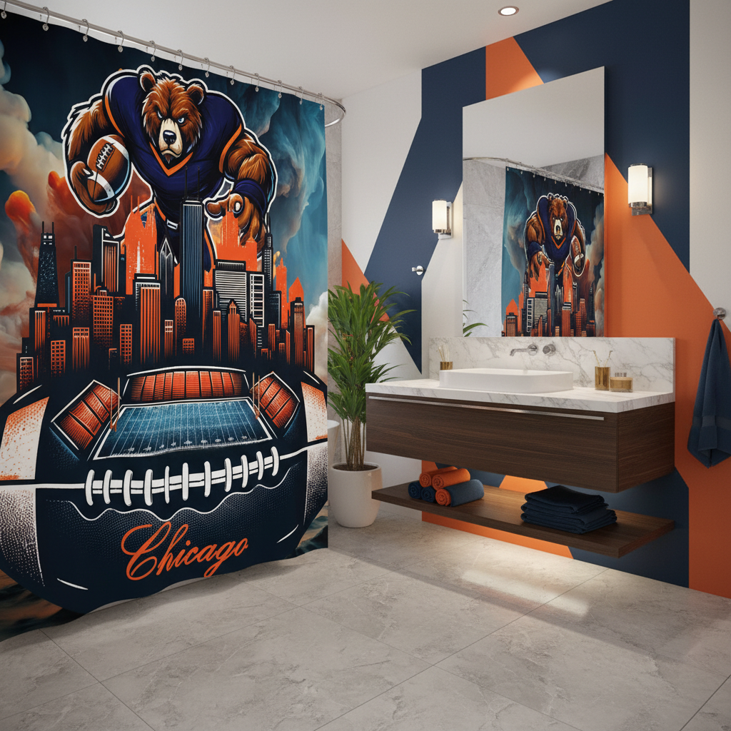 Copycat-Creations Chicago Football Shower Curtain