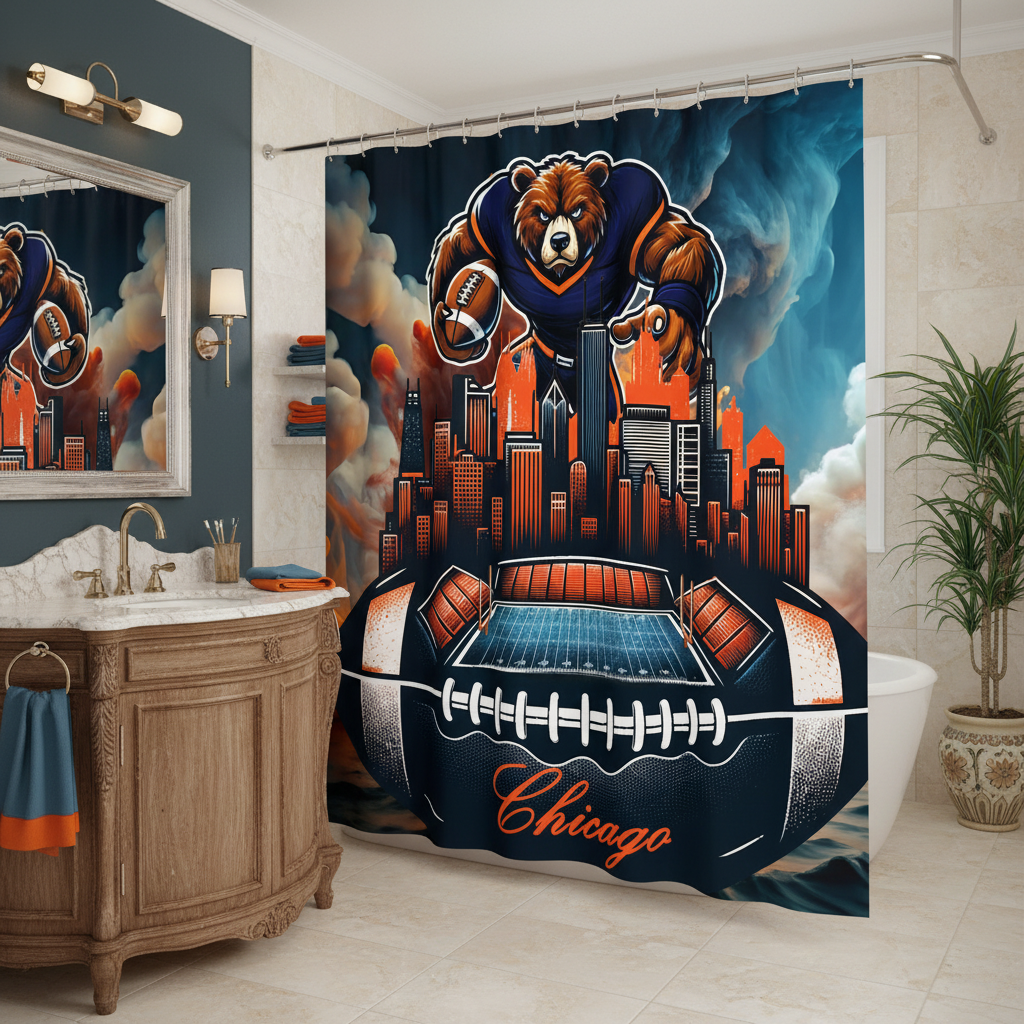 Copycat-Creations Chicago Football Shower Curtain