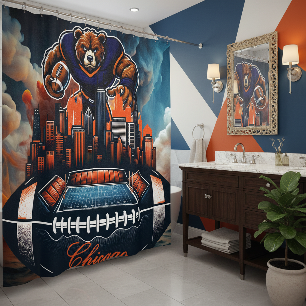 Copycat-Creations Chicago Football Shower Curtain