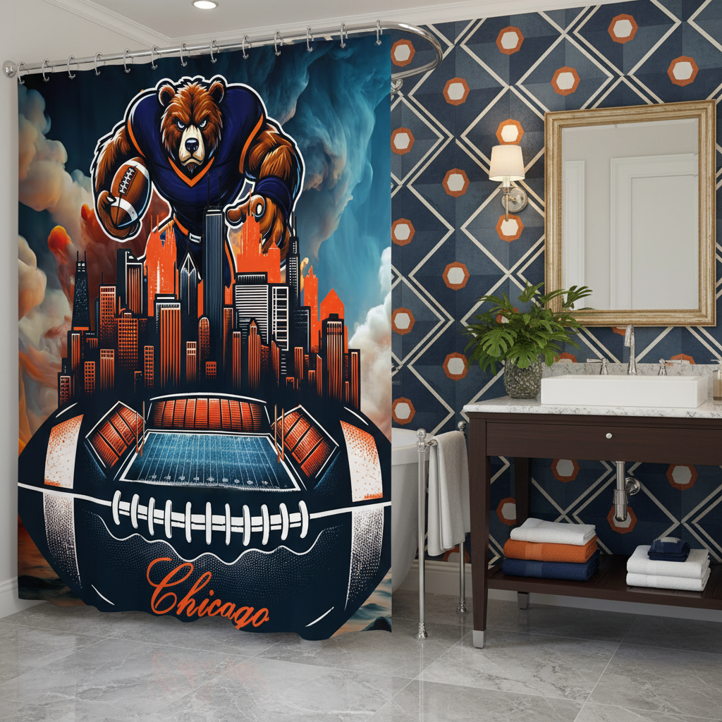 Copycat-Creations Chicago Football Shower Curtain