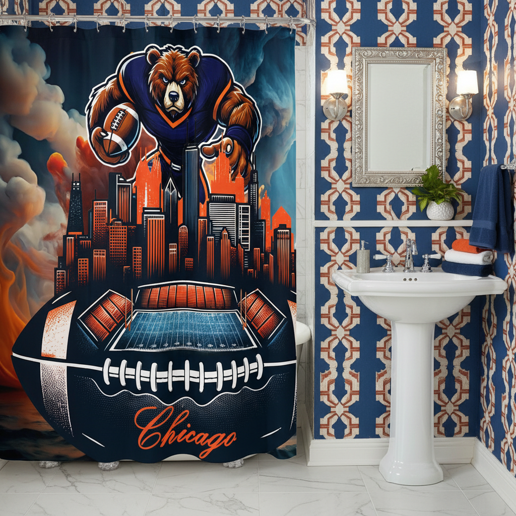 Copycat-Creations Chicago Football Shower Curtain