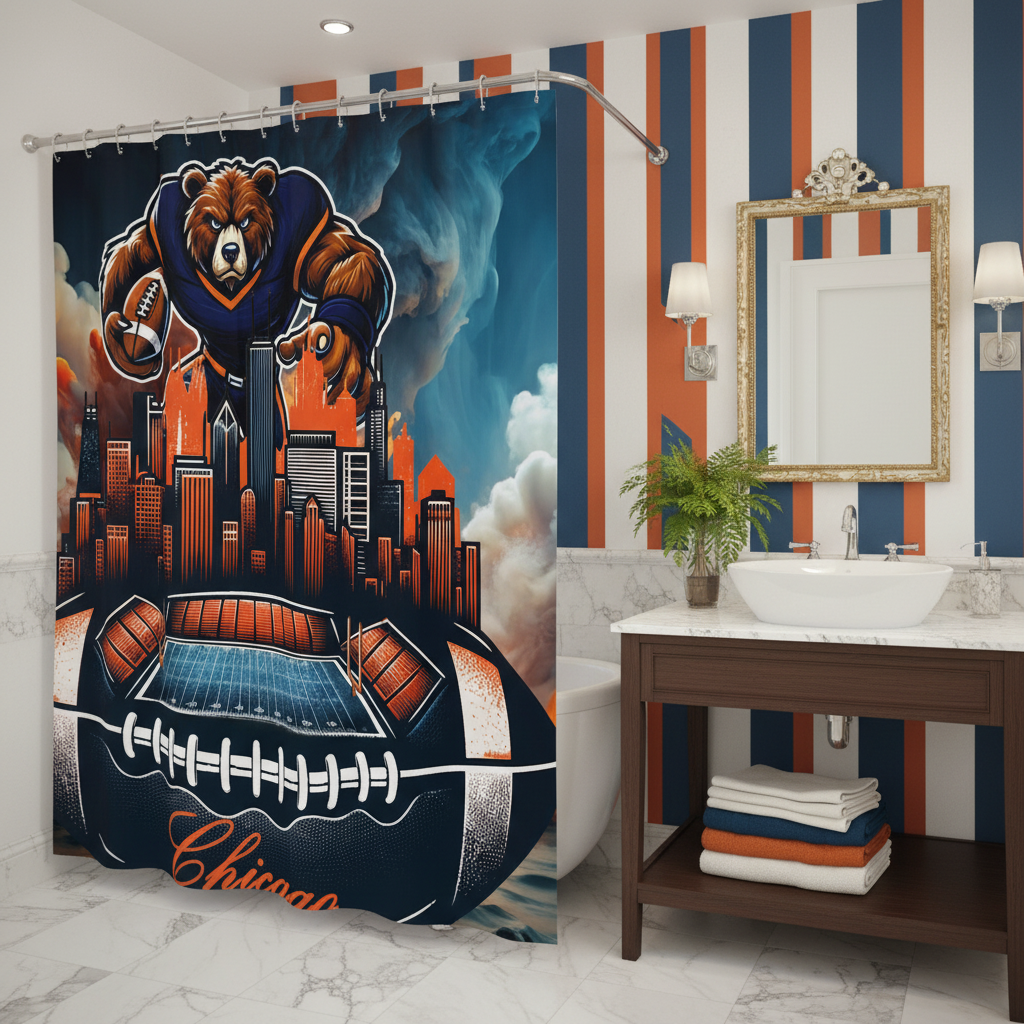 Copycat-Creations Chicago Football Shower Curtain
