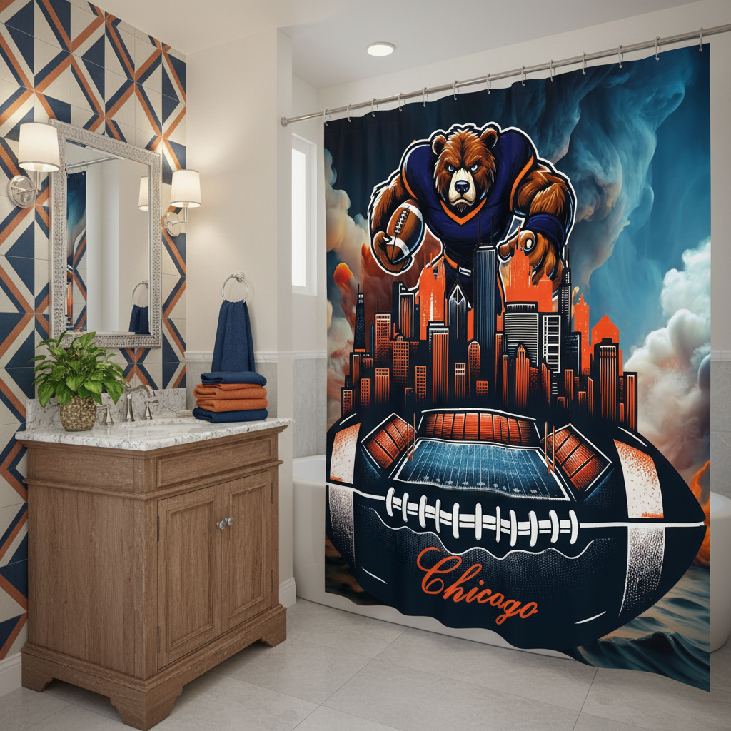 Copycat-Creations Chicago Football Shower Curtain