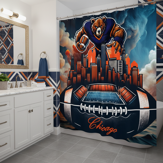 Copycat-Creations Chicago Football Shower Curtain