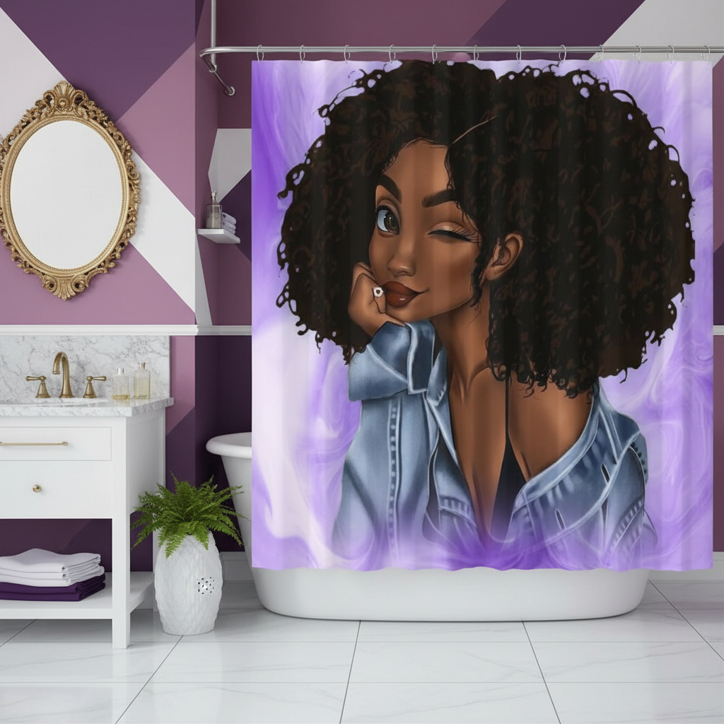 Beautiful Curly Hair Princess Shower Curtain