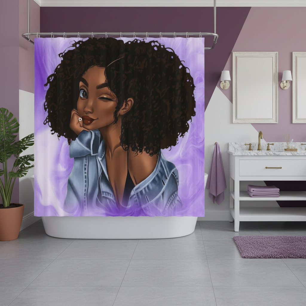 Beautiful Curly Hair Princess Shower Curtain