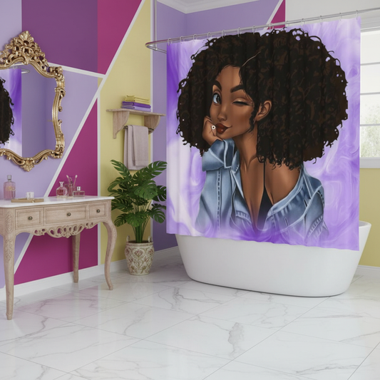 Beautiful Curly Hair Princess Shower Curtain