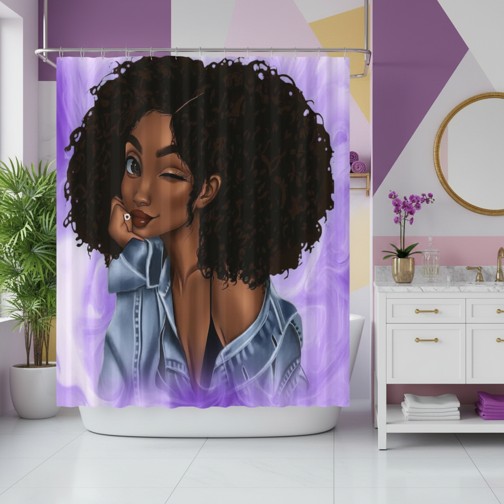 Beautiful Curly Hair Princess Shower Curtain