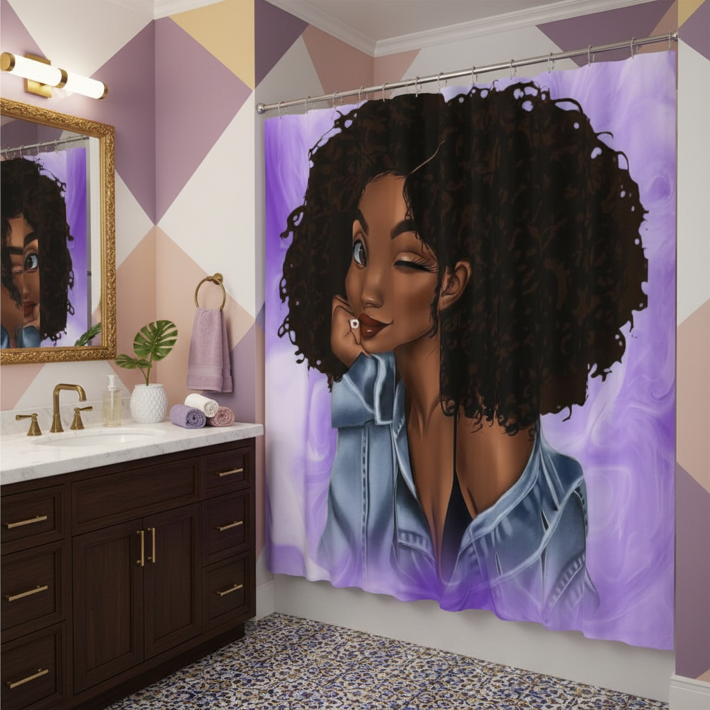 Beautiful Curly Hair Princess Shower Curtain