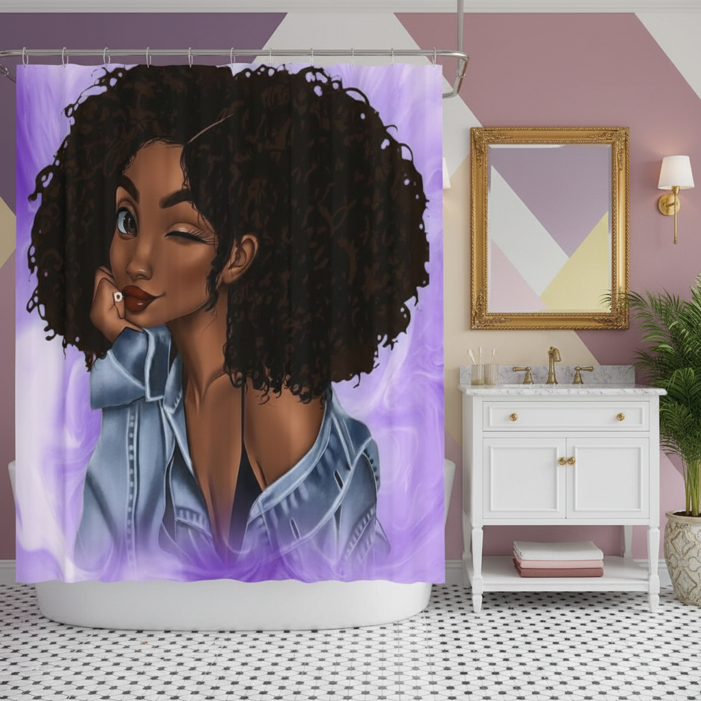 Beautiful Curly Hair Princess Shower Curtain