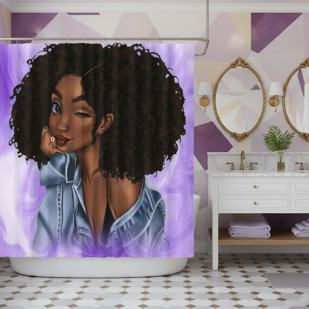 Beautiful Curly Hair Princess Shower Curtain