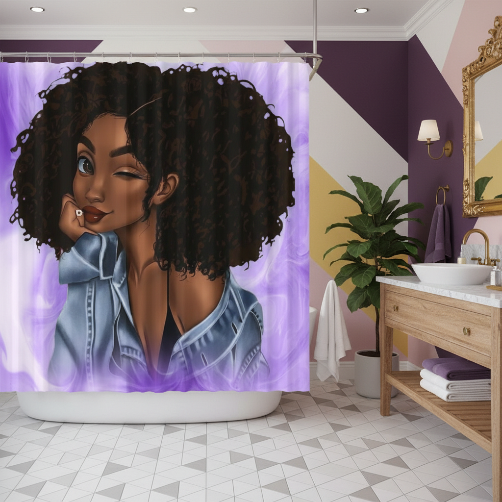Beautiful Curly Hair Princess Shower Curtain