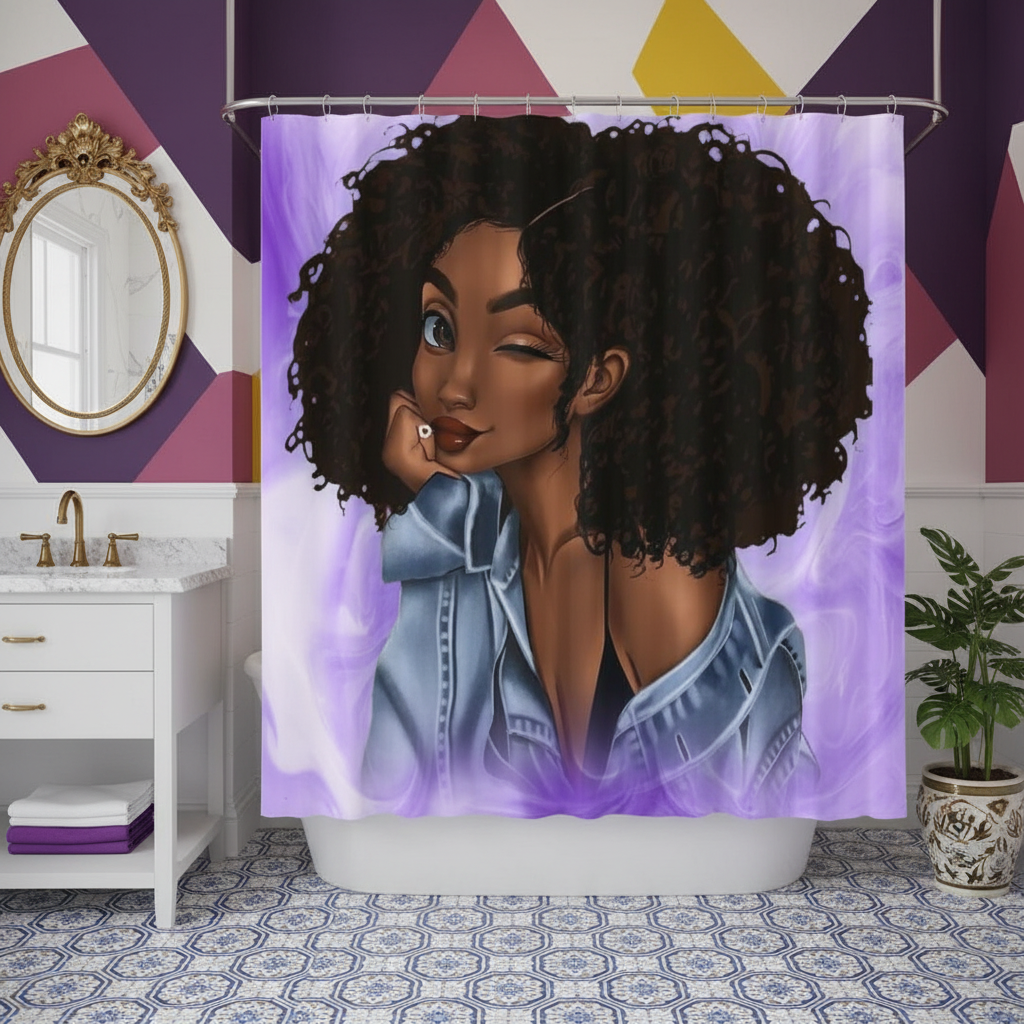 Beautiful Curly Hair Princess Shower Curtain