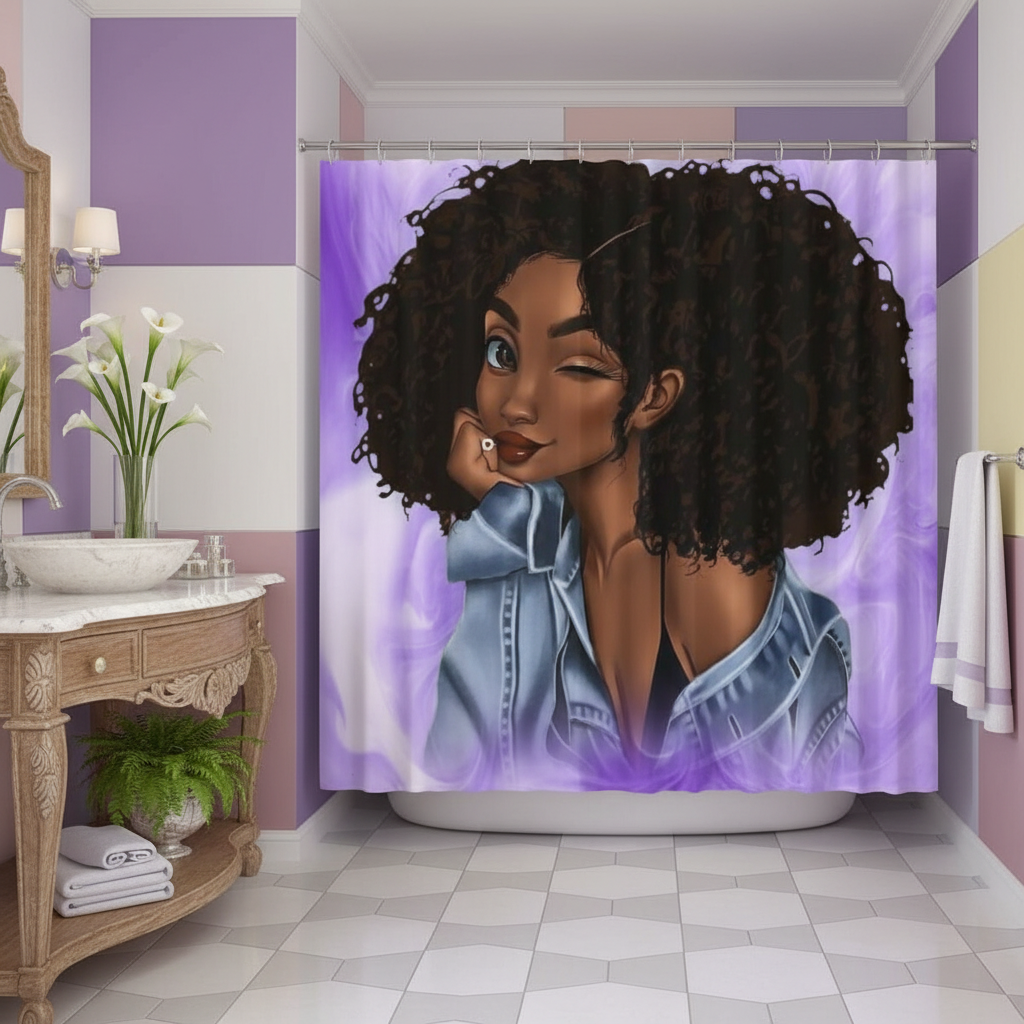 Beautiful Curly Hair Princess Shower Curtain