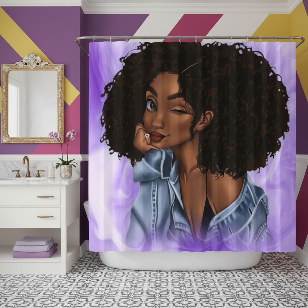 Beautiful Curly Hair Princess Shower Curtain