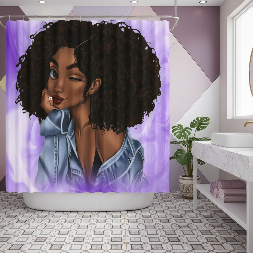 Beautiful Curly Hair Princess Shower Curtain