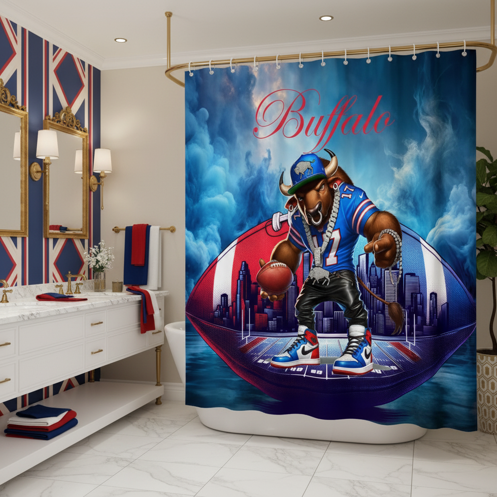 Copycat-Creations Buffalo Football Shower Curtain