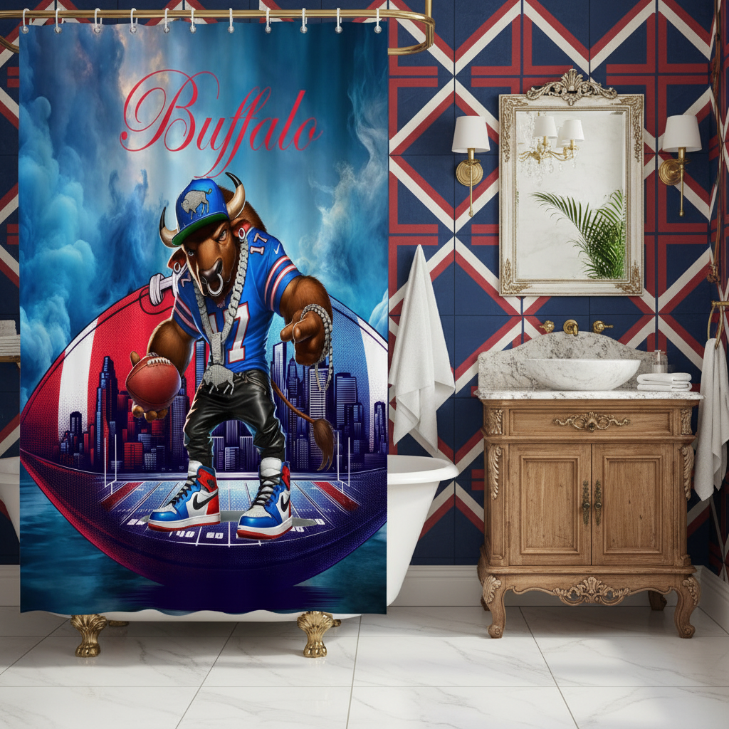 Copycat-Creations Buffalo Football Shower Curtain